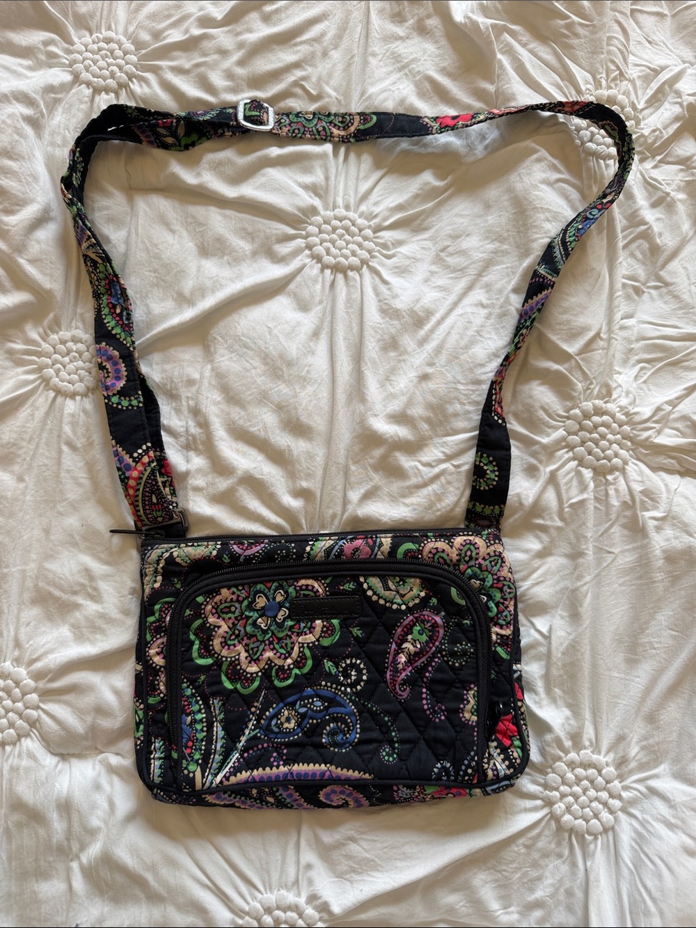 Vera Bradley Black Quilted Paisley Crossbody with Multicolor Print